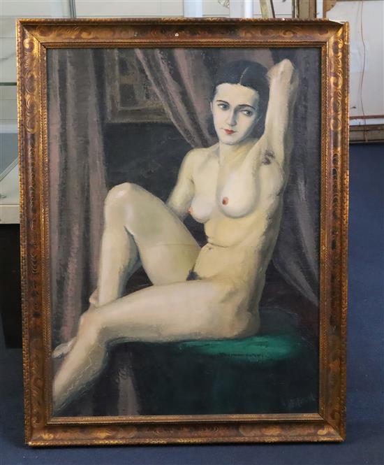 Jean-Baptiste Houel (20th C. French) Seated female nude 72 x 53cm